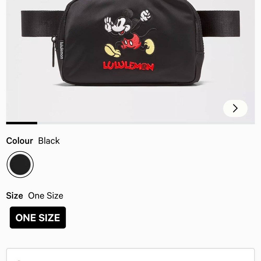 lululemon athletica Black Mini Bag with Mickey Mouse Design
